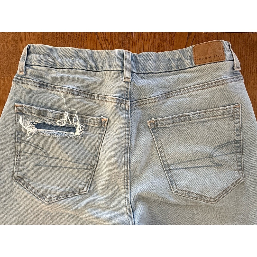 American Eagle Jeans Womens 8 Blue Strigid Distressed High Rise Raw Hem Denim - Picture 5 of 9